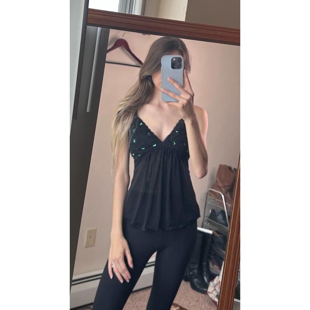 Vintage Delicates Sequin Sheer Lingerie Tank Top